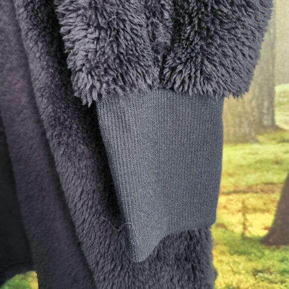 Natural Reflections Small Anthracite Cozy Hooded Cardigan Long Fleece Black NWT - Picture 10 of 13